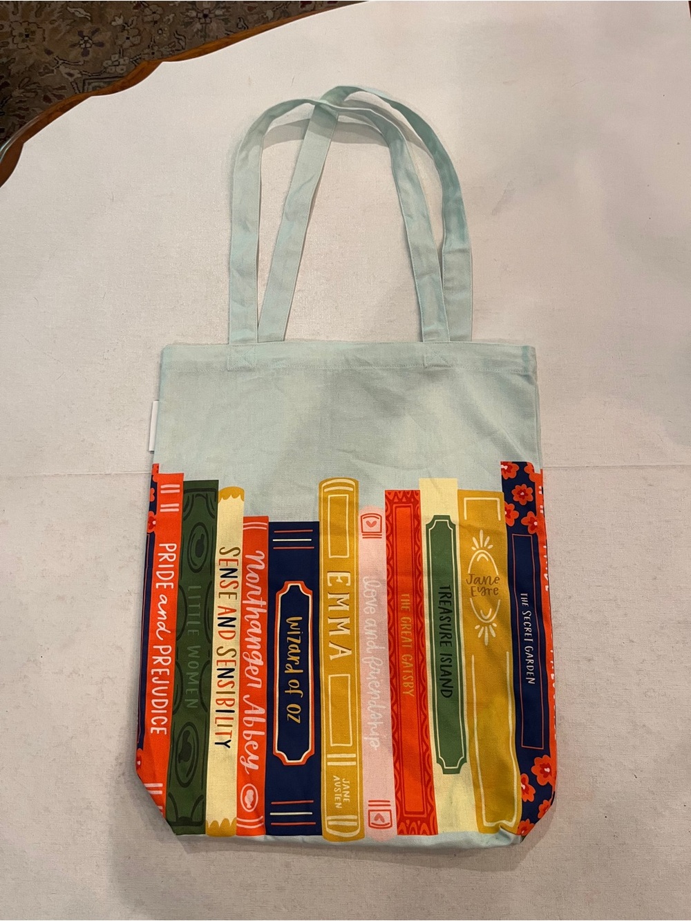 Classic colorful book spines tote bag. So cute!